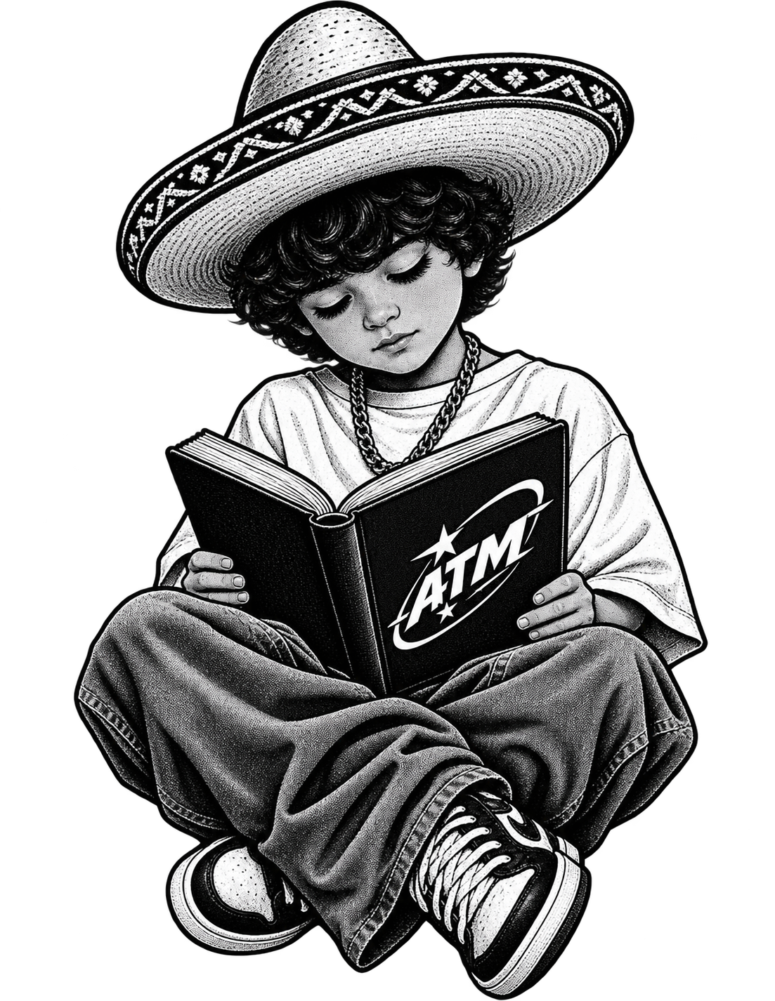ATM boy reading